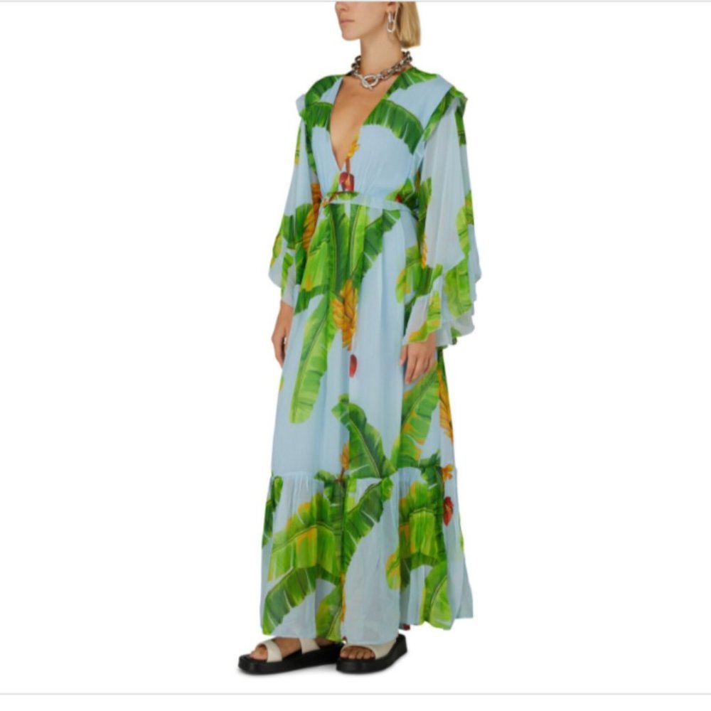 Farm Rio Fresh Bananas Butterfly-Sleeve Maxi Dress View 6